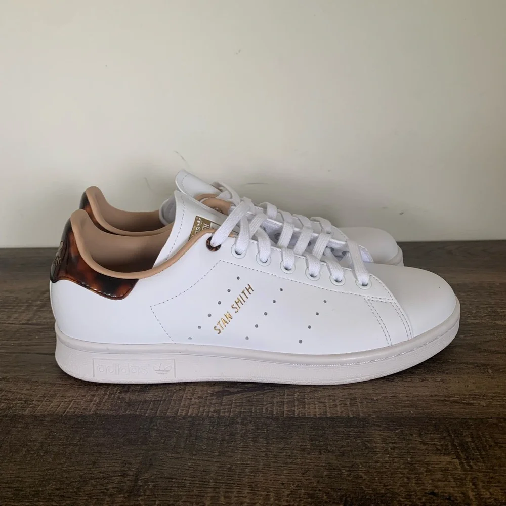 adidas Stan Smith White with Brown Accent Sneakers - Picture 5 of 10